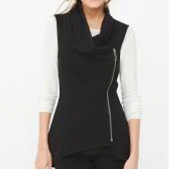 White House Black Market Jackets & Blazers - 2/$30 White House Black Market Ponte Asymmetrical Vest Cowl Neck Black #A0569